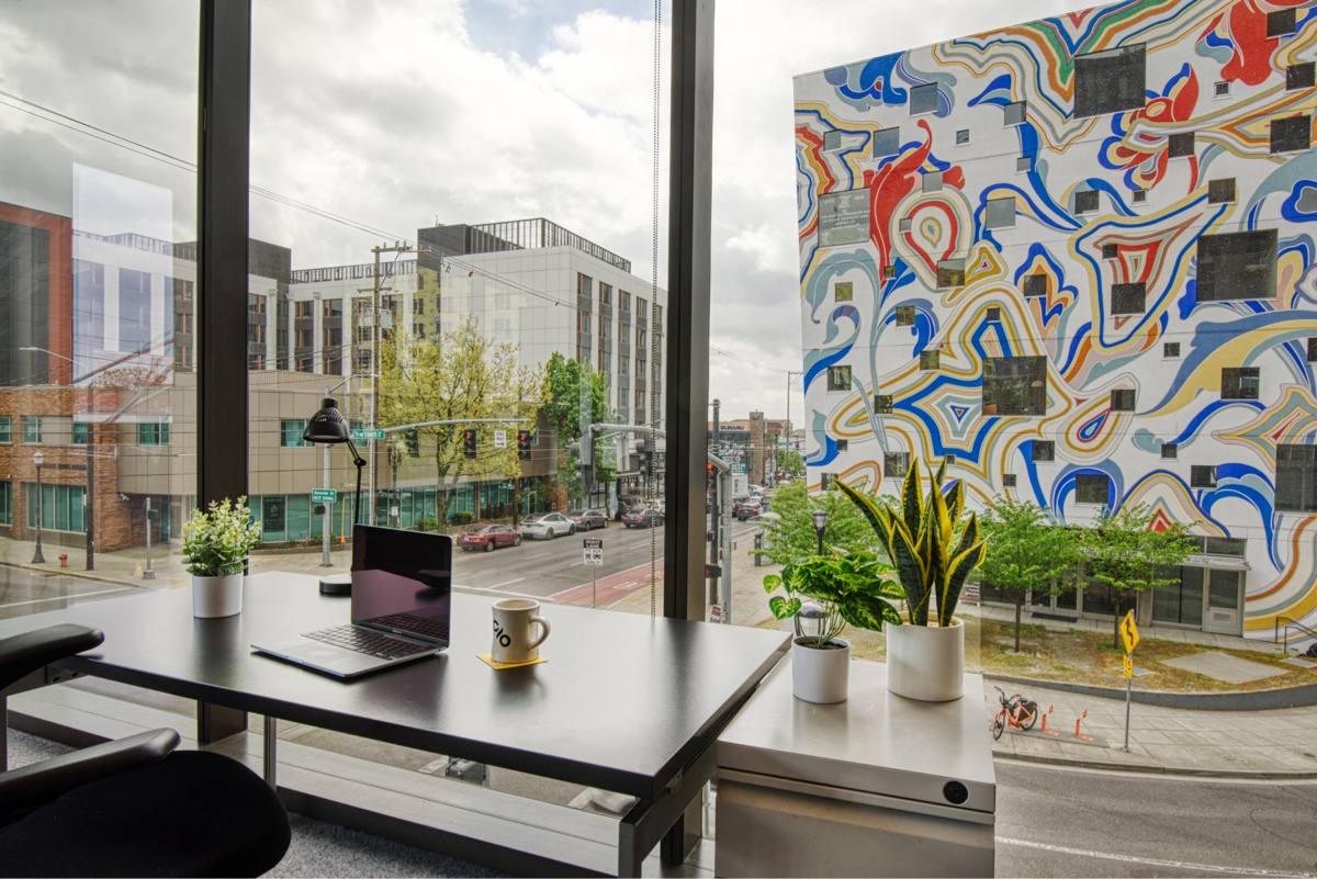 A desk above the street at CENTRL Eastside.