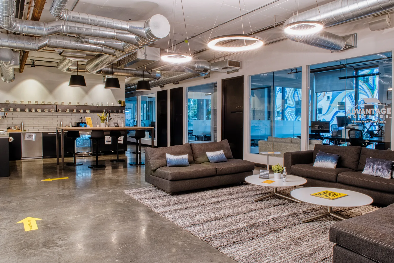 The lounge and coffee bar at CENTRL Eastside.