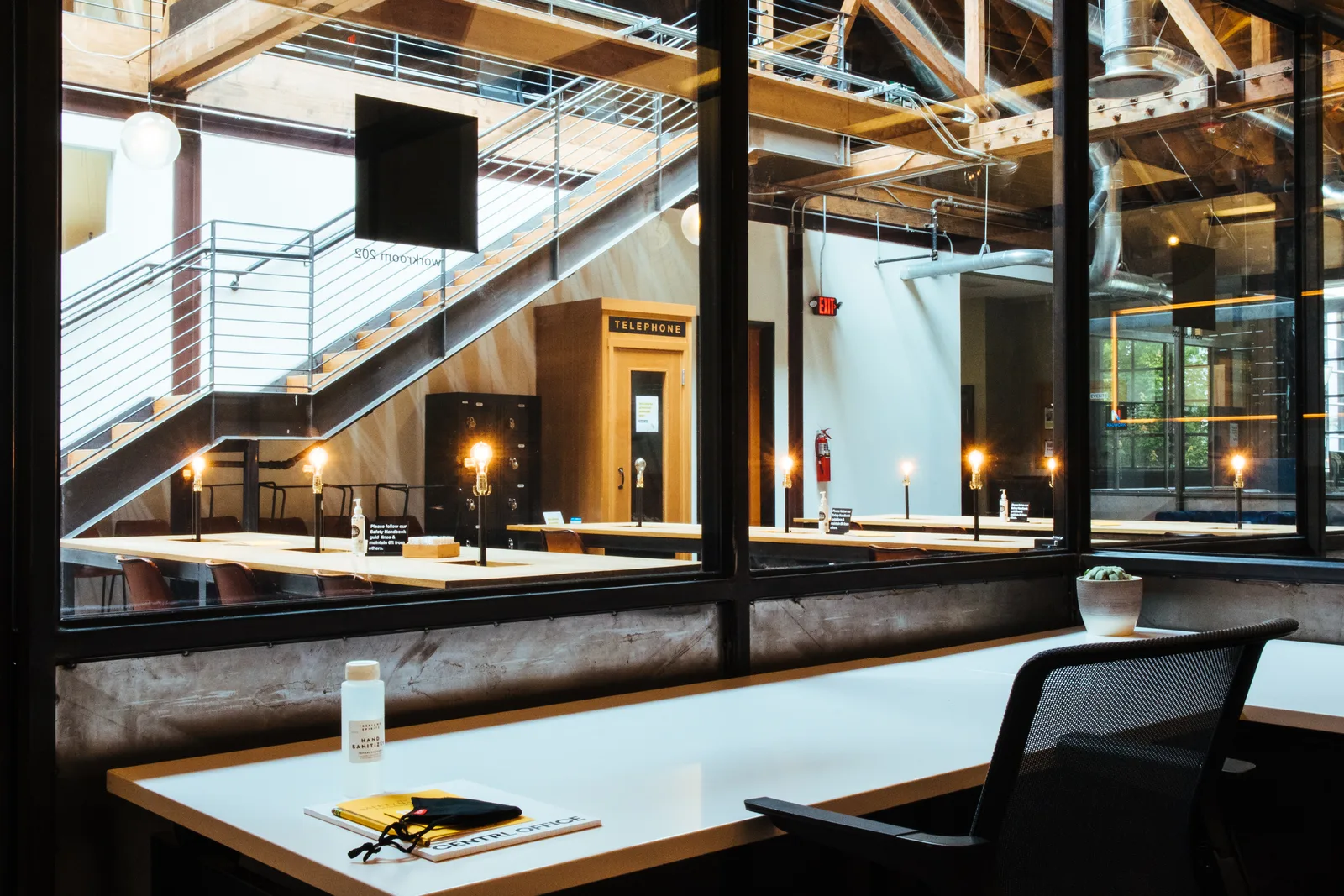A private office off the mezzanine at CENTRL Pearl District.