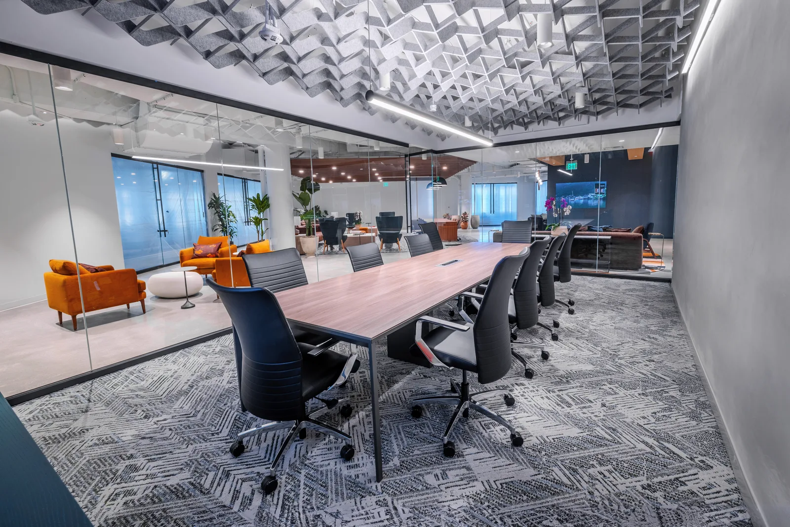 A meeting room off the common area at CENTRL South Bay II.