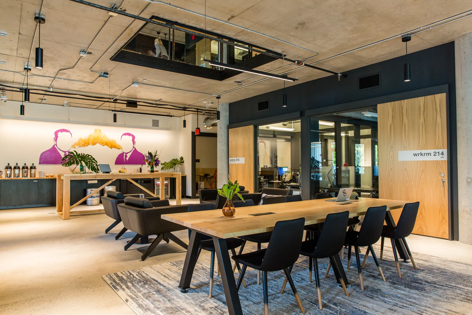 Shared tables in the commons at CENTRL West End.