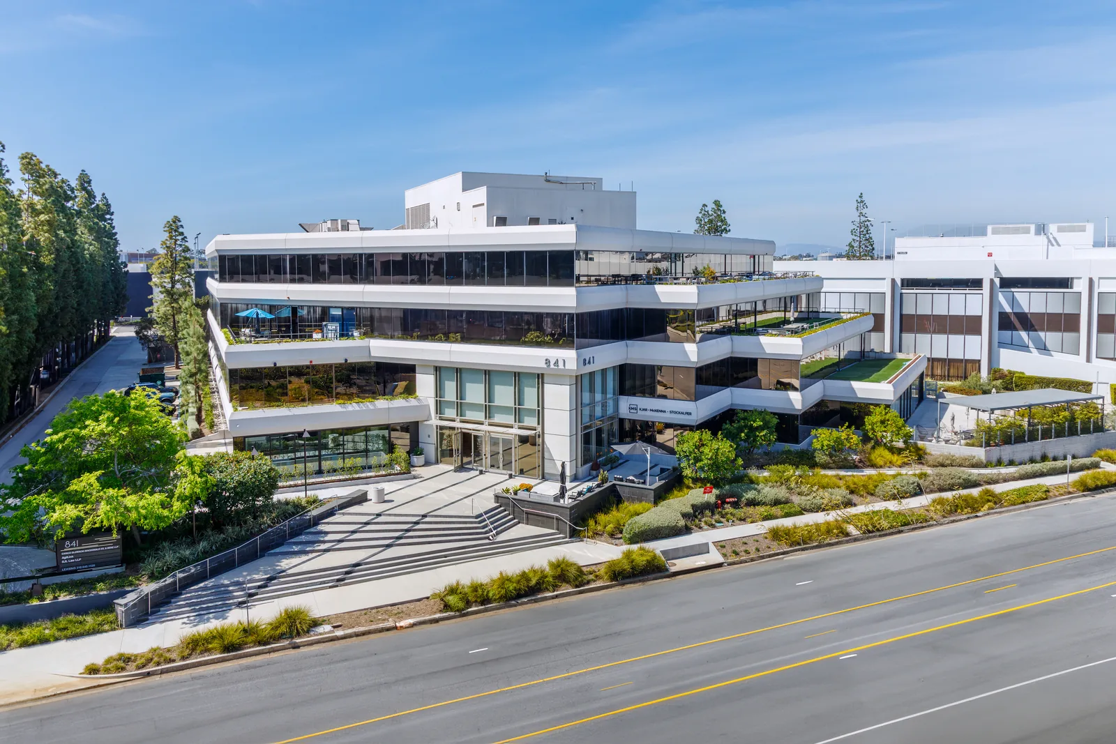 Aerial view of an office building that houses a CENTRL Office location
