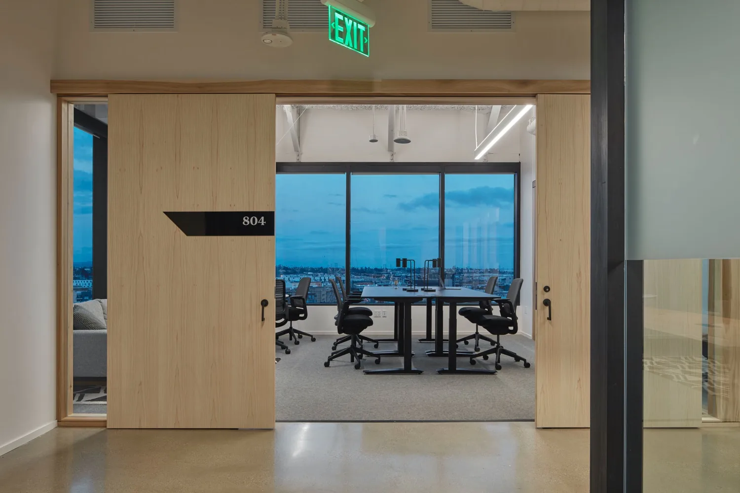 A team office overlooking downtown Los Angeles