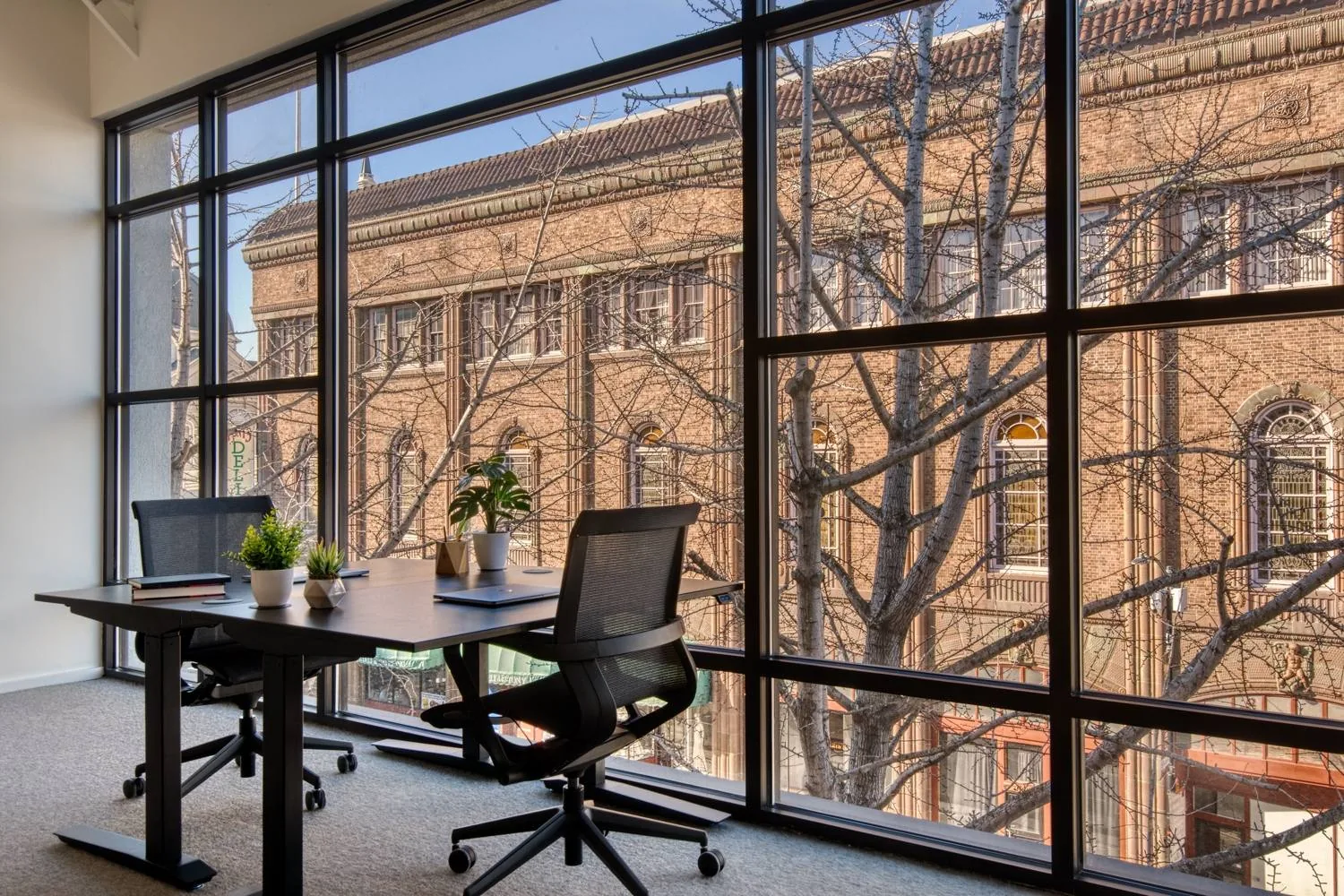 A private office facing a historic building in Sacramento